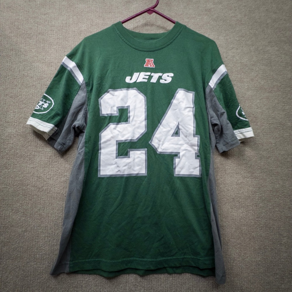 NFL Team Apparel New York Jets Darrelle Revis 24 Green Grey T-Shirt Large